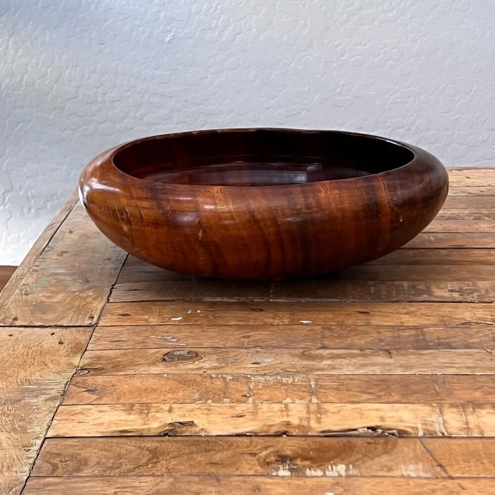Vintage Solid Wood Bowl 10" MCM Modern - Picture 2 of 12